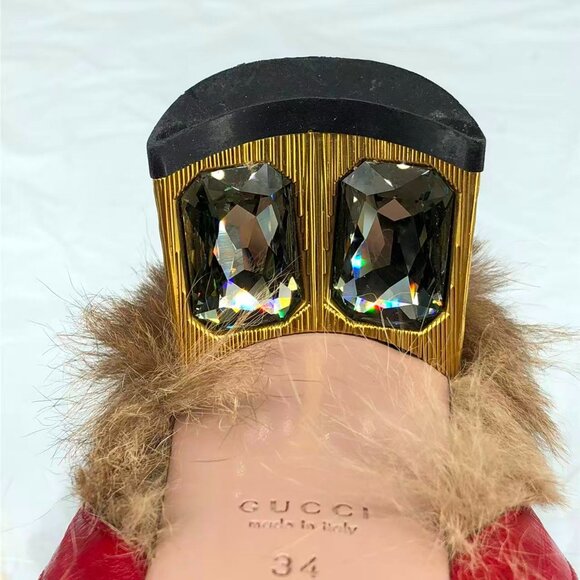 Gucci Red Leather Fur-Lined Women's Shoes 💯 authentic. - Picture 9 of 9